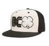 Black Clover Black and White Flat Brim Hat front side view
